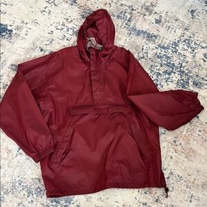 Vintage Jansport Anorak Men’s Maroon Red Nylon Jacket with Hood Outerwear